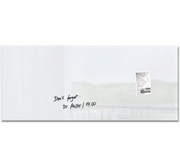 Tableau magnétique en verre - 1300x550x15mm - super blanc - Sigel
