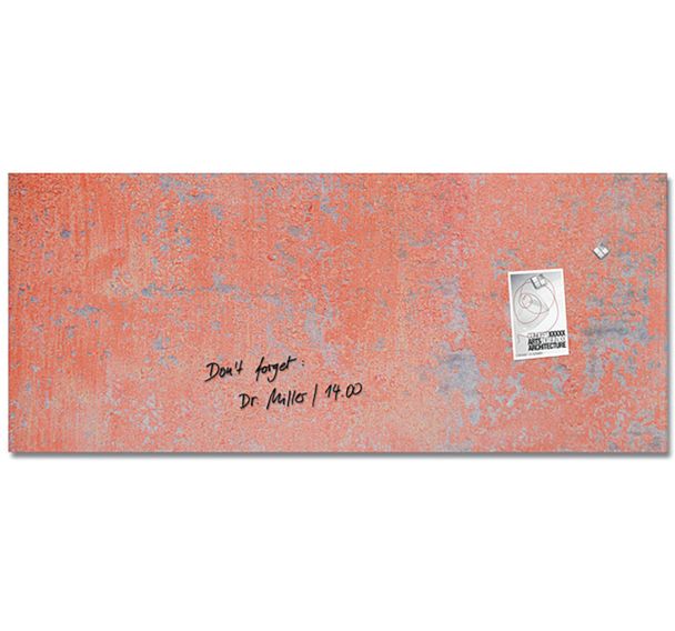 Tableau magnétique en verre - 1300x550x18mm - Red Wall - Sigel
