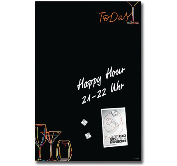 Tableau magnétique en verre - 400x600x15mm - design Drinks - Sigel