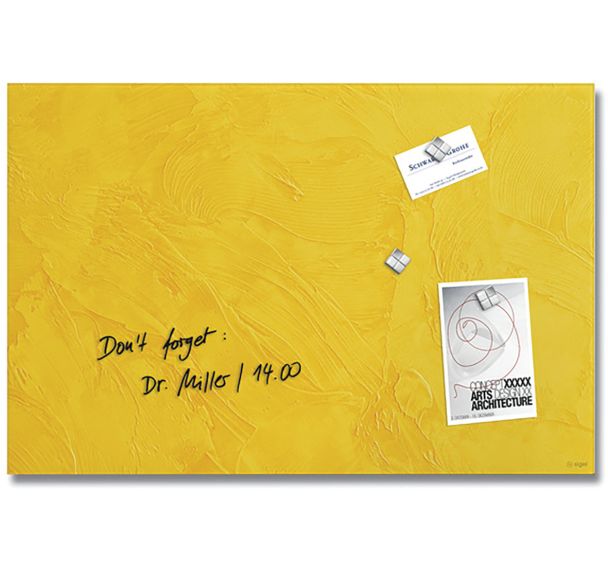 Tableau magnétique en verre - 600x400x15mm - Yellow Structure - Sigel