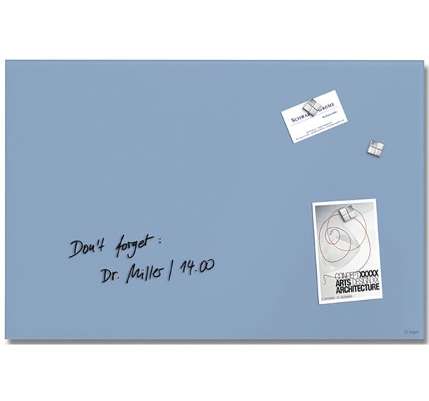 Tableau magnétique en verre - 600x400x15mm - bleu pastel - Sigel