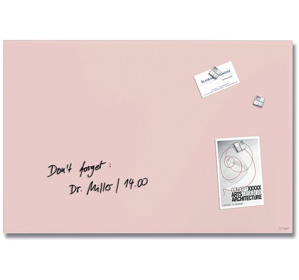 Tableau magnétique en verre - 600x400x15mm - rosé - Sigel