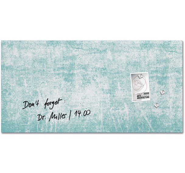 Tableau magnétique en verre - 910x460x15mm - Turquoise Wall - Sigel