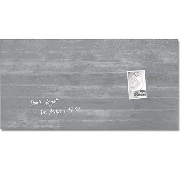 Tableau magnétique en verre - 910x460x15mm - design beton - Sigel