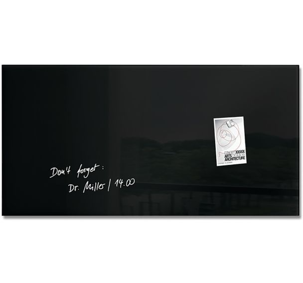 Tableau magnétique en verre - 910x460x15mm - noir - Sigel