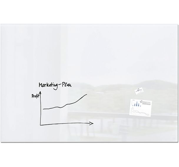 Tableau magnétique en verre XL - 1800x1200x18mm - super blanc - Sigel