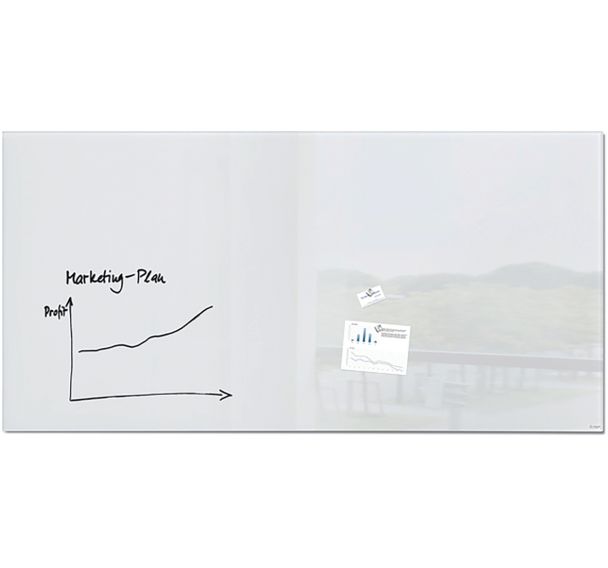 Tableau magnetique en verre XL - 2000x1000x18mm - super blanc - Sigel