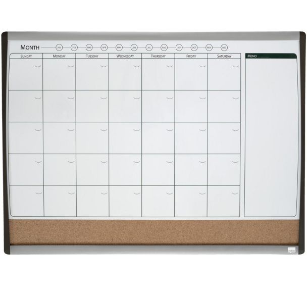 Tableau magnétique mensuel -  mixte - 85x430 mm - Nobo