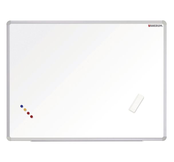 Tableau simple émaillé blanc, cadre aluminium anodisé Vanerum