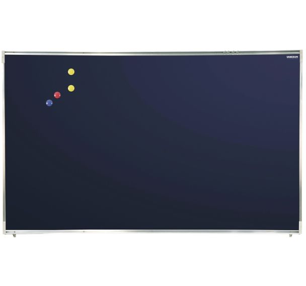 Tableau simple émaillé bleu cadre alu strié naturel - Manutan Expert