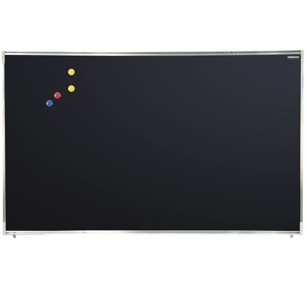 Tableau simple émaillé noir cadre alu strié naturel - Manutan Expert