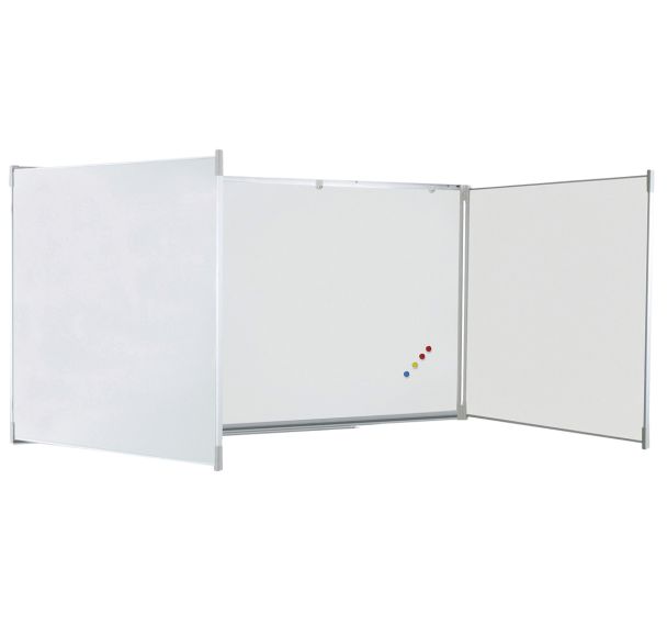 Tableau tript. émaillé blanc cadre aluminium strié naturel - Vanerum