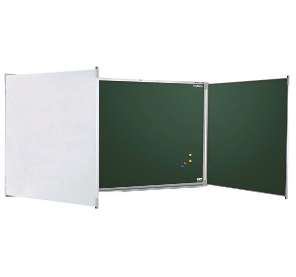 Tableau tript. émaillé mixte int. vert cadre aluminium strié - Vanerum