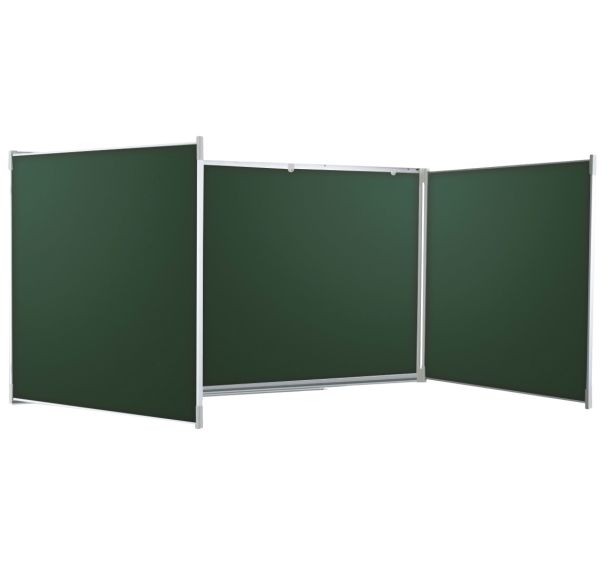 Tableau tript. émaillé vert, cadre aluminium strié naturel - Vanerum