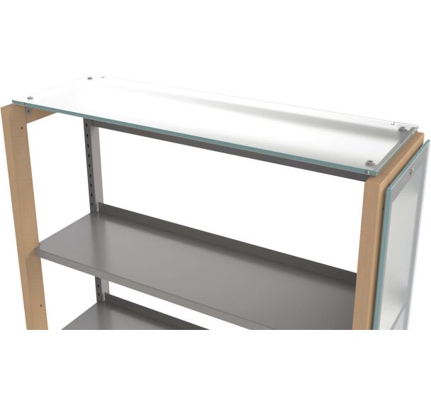 Tablette chapeau d'habillage verre dépoli pour rayonnage Ellipse- Manutan Expert