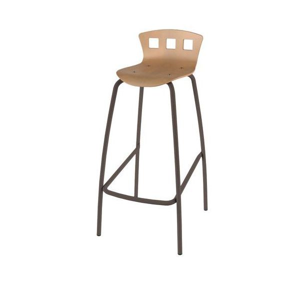 Tabouret 4 pieds hauteur 80 cm coque Caro bois naturel Mobidecor