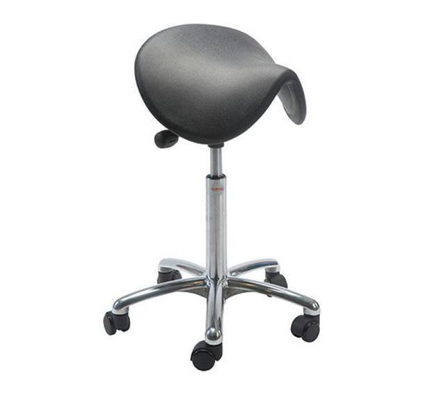 Tabouret Alu50, vérin à gaz-bas, Selle Dalton, noir