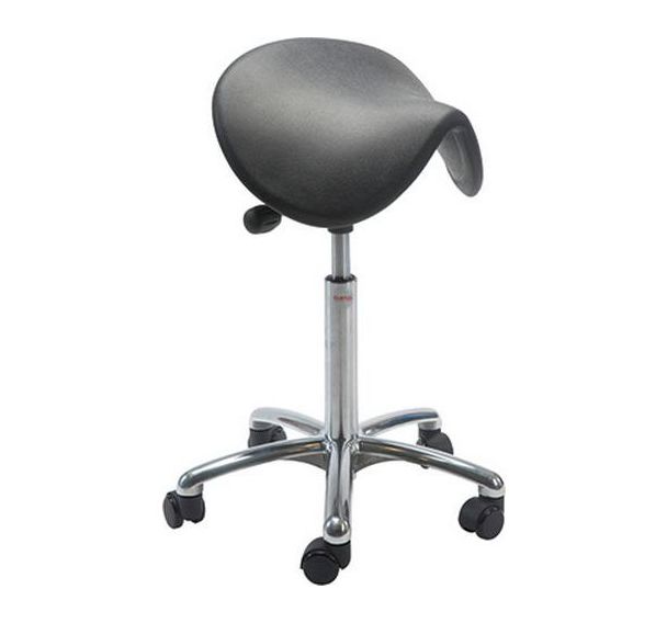 Tabouret Alu50, vérin à gaz-bas, Selle Dalton, noir