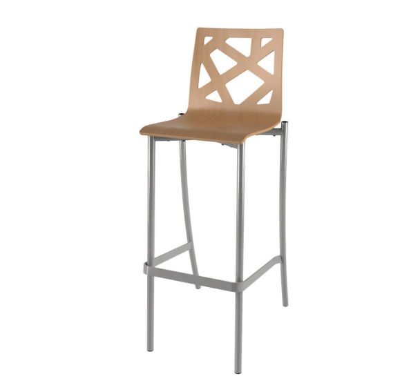 Tabouret Best 4 pieds ht 80 cm coque Mozaik bois naturel ou teinté