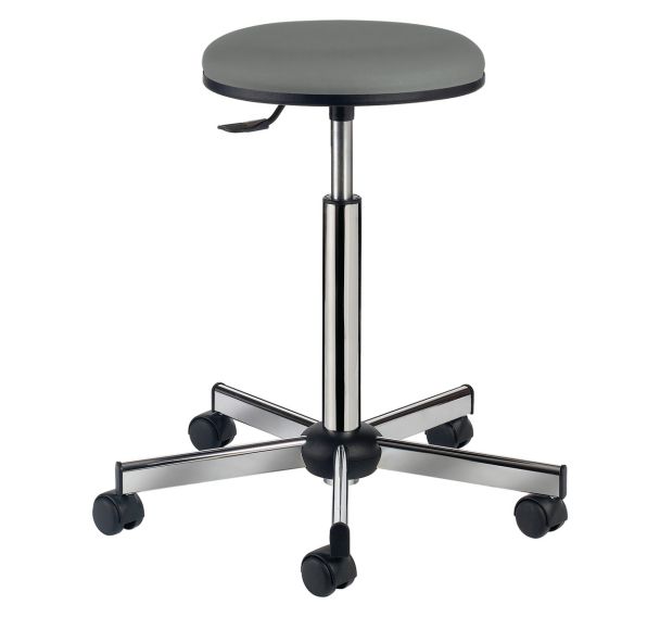 Tabouret Laboratoire sur roulettes assise galette tissu enduit GGI