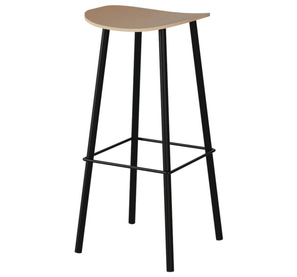 Tabouret Malibu assise hêtre piètement acier - Manutan Expert