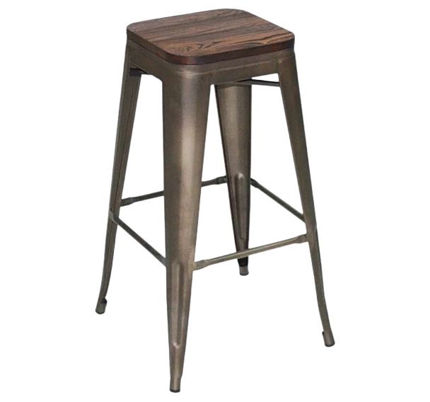 Tabouret Mill structure métal bronze - assise bois