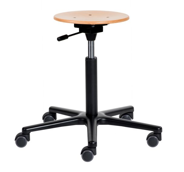 Tabouret Natur assise réglable basse sur roulettes