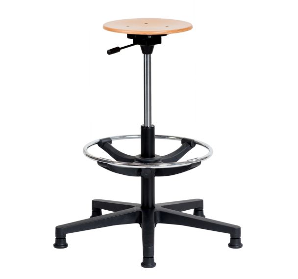 Tabouret Natur assise réglable haute patins + repose-pieds
