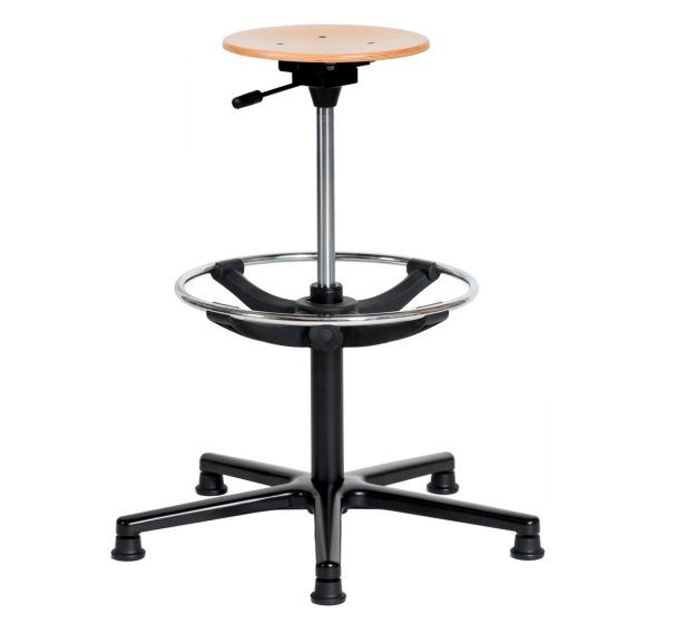 Tabouret Natur assise réglable haute patins + repose-pieds