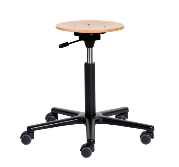 Tabouret Natur assise réglable moyenne sur roulettes