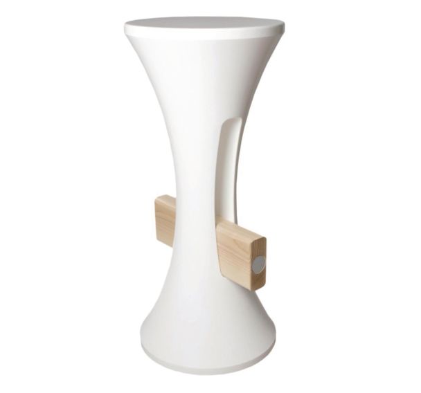 Tabouret Tambar polyéthylène blanc et repose pied bois
