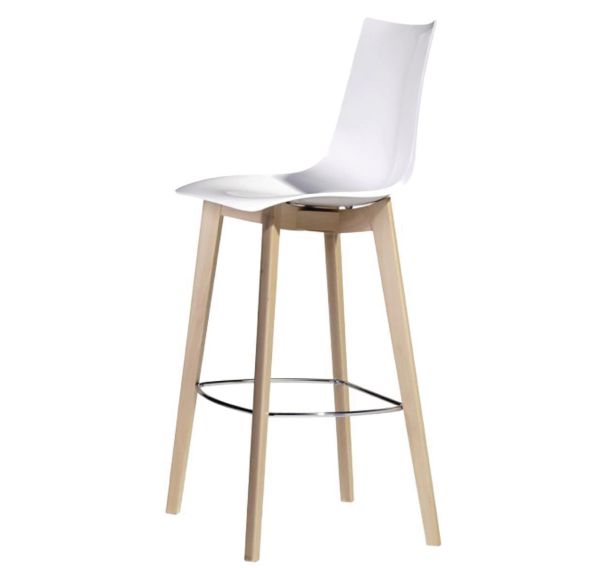 Tabouret Zebra hauteur 78 cm blanc brillant - hêtre naturel