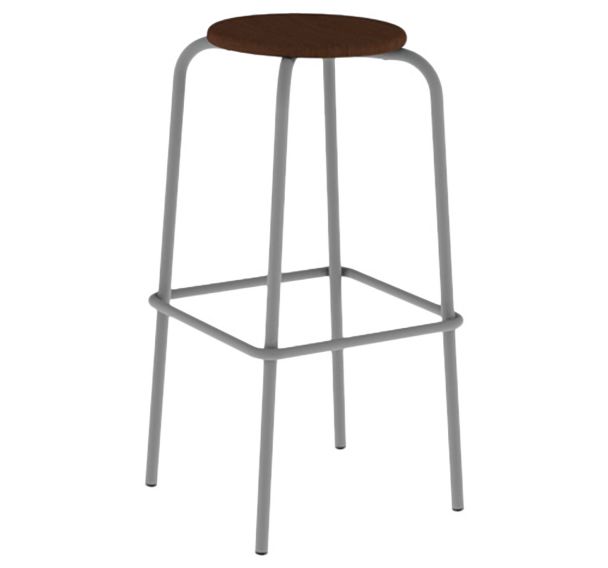 Tabouret Zoning H80 cm assise/dossier wengé - piètement gris 9006