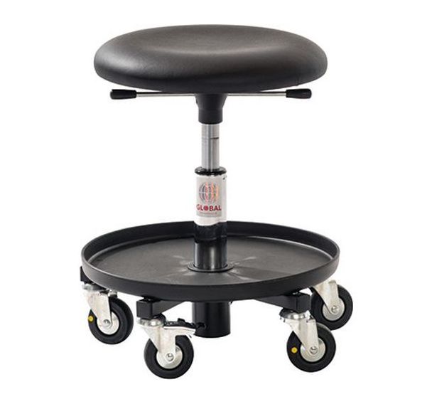 Tabouret à Roulettes, base acier, vérin à gaz-bas