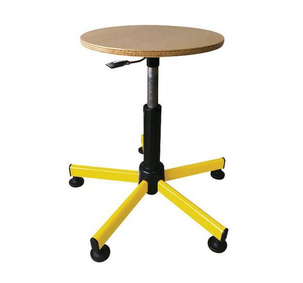Tabouret assise bois, réglable par vérin à gaz