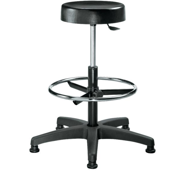 Tabouret d'atelier haut Patins/rep.pieds assise ht 54 à 73 cm Noir