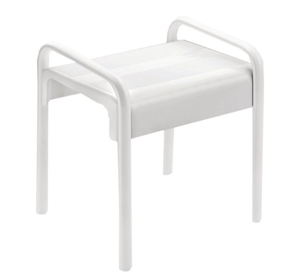 Tabouret de douche Docca assise blanche pied blanc