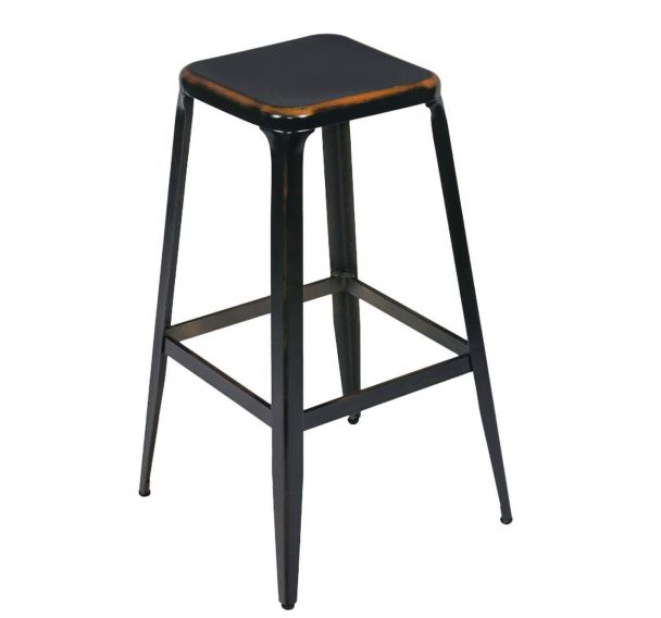 Tabouret haut Hot métal vieilli vintage noir