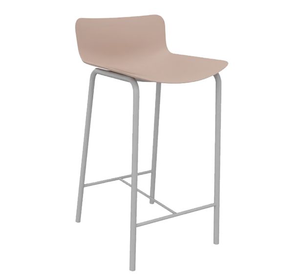 Tabouret mi haut Popp coque polycarbonate/piètement acier