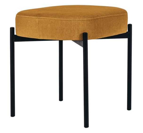 Tabouret oblong Gaia pied noir tissu polyester Paperflow