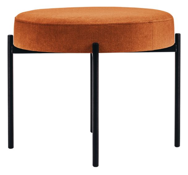 Tabouret rond Gaia pied noir tissu polyester Paperflow