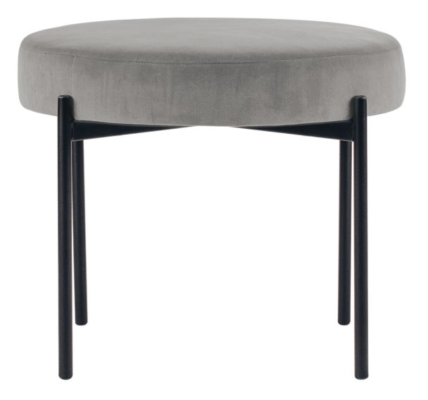 Tabouret rond Gaia pied noir velours polyester Paperflow