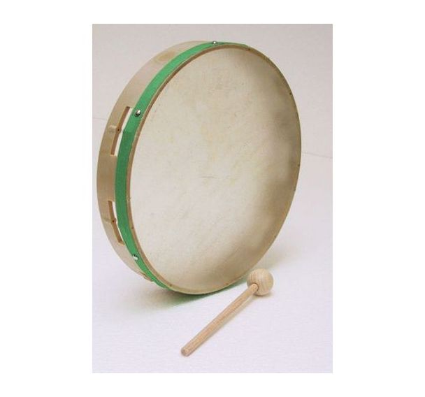 Tambourin de rythme, peau naturelle ø 25cm + maillet