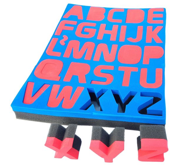 Tampon pochoir éponge double densité avec support - les lettres majuscules