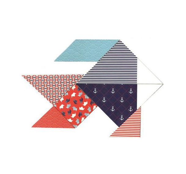 Tangram carton blanc à décorer 20x20 cm (Lot de 6)