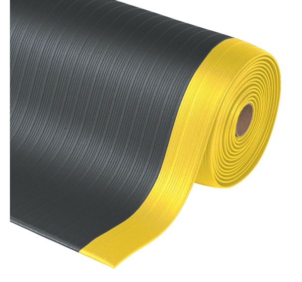 Tapis anti-fatigue en mousse Airug® Plus noir/jaune - Rouleau - Notrax