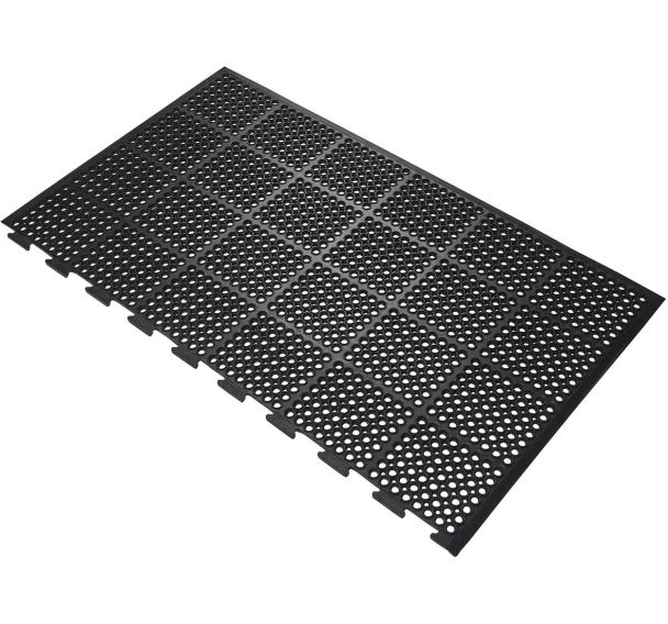 Tapis antidérapant et anti-fatigue côté-0,9mx1,5m-Noir