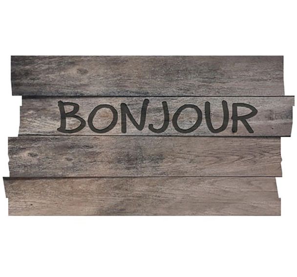 Tapis boston decoupe planche bonjour gris 40x70cm
