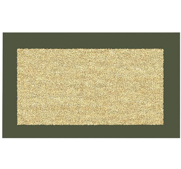 Tapis coco blanchi 40x70 cm épaisseur 15 mm bord kaki