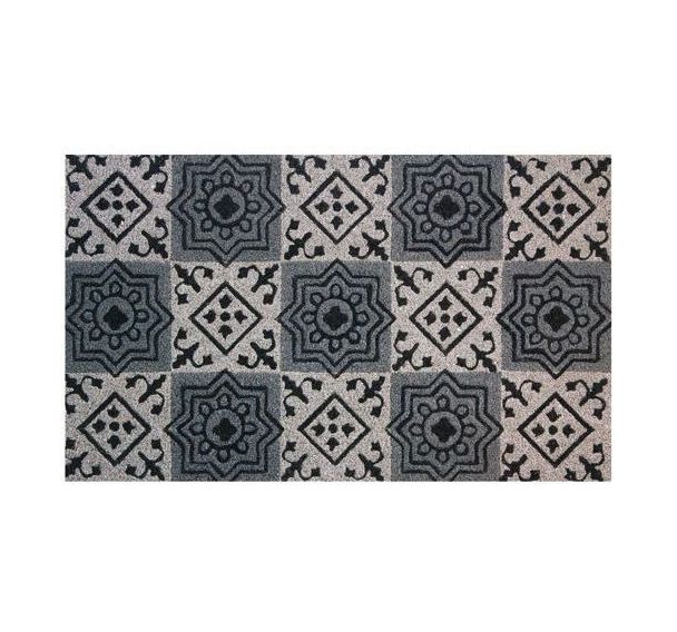 Tapis coco naturel à carreaux ciment
